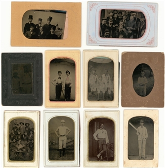19th Century Mostly "Baseball"-Themed Tintype Photo Collection (23 Different) 